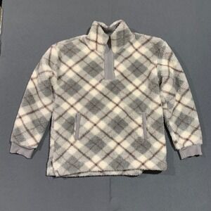 Maurices Women's Size‎ Large Plaid Sherpa Fleece Pullover Sweatshirt